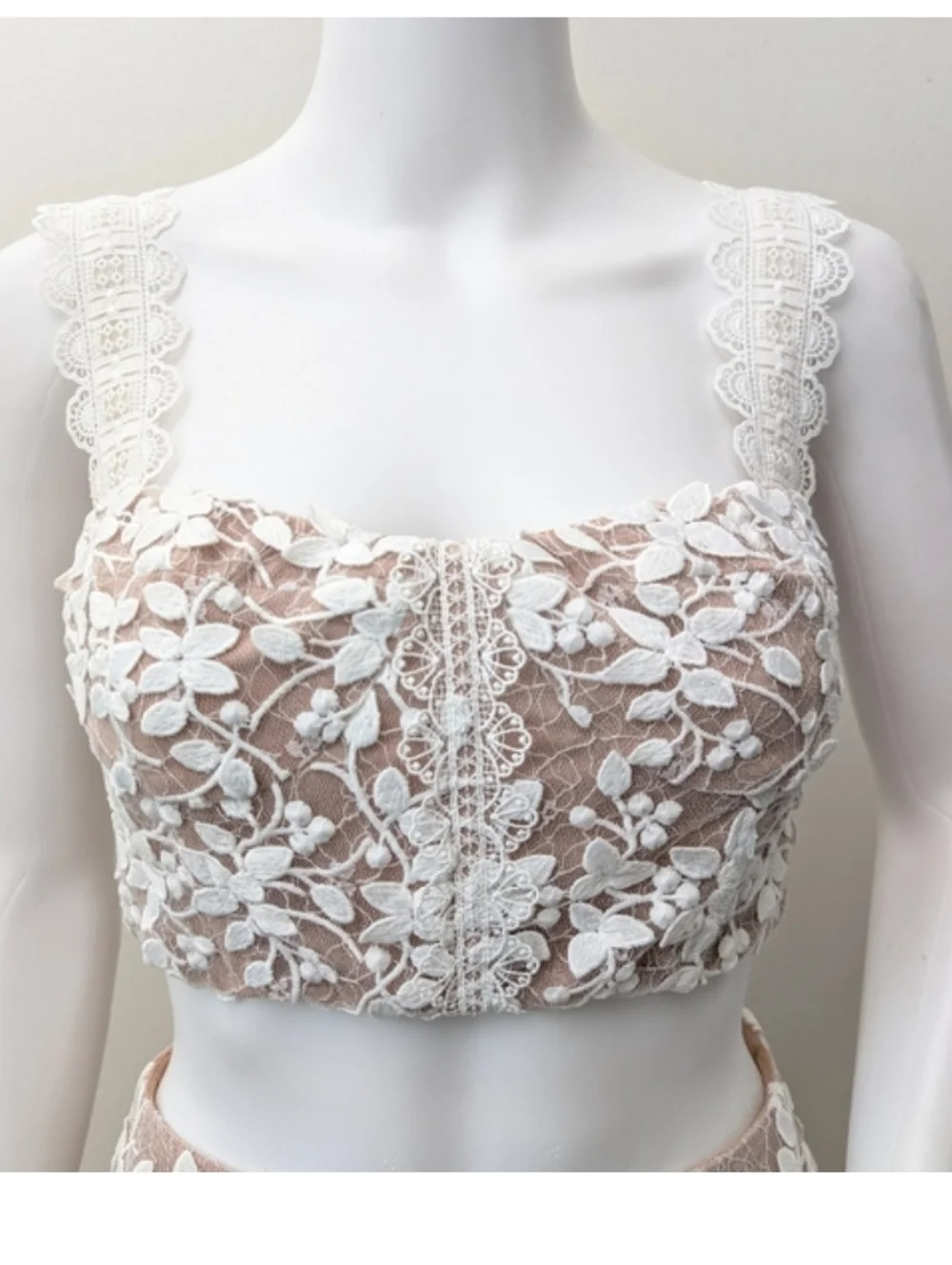 Bronx & Banco Megan Two-piece Set Top Skirt Lace White Size XS Wedding Bridal - Picture 11 of 16